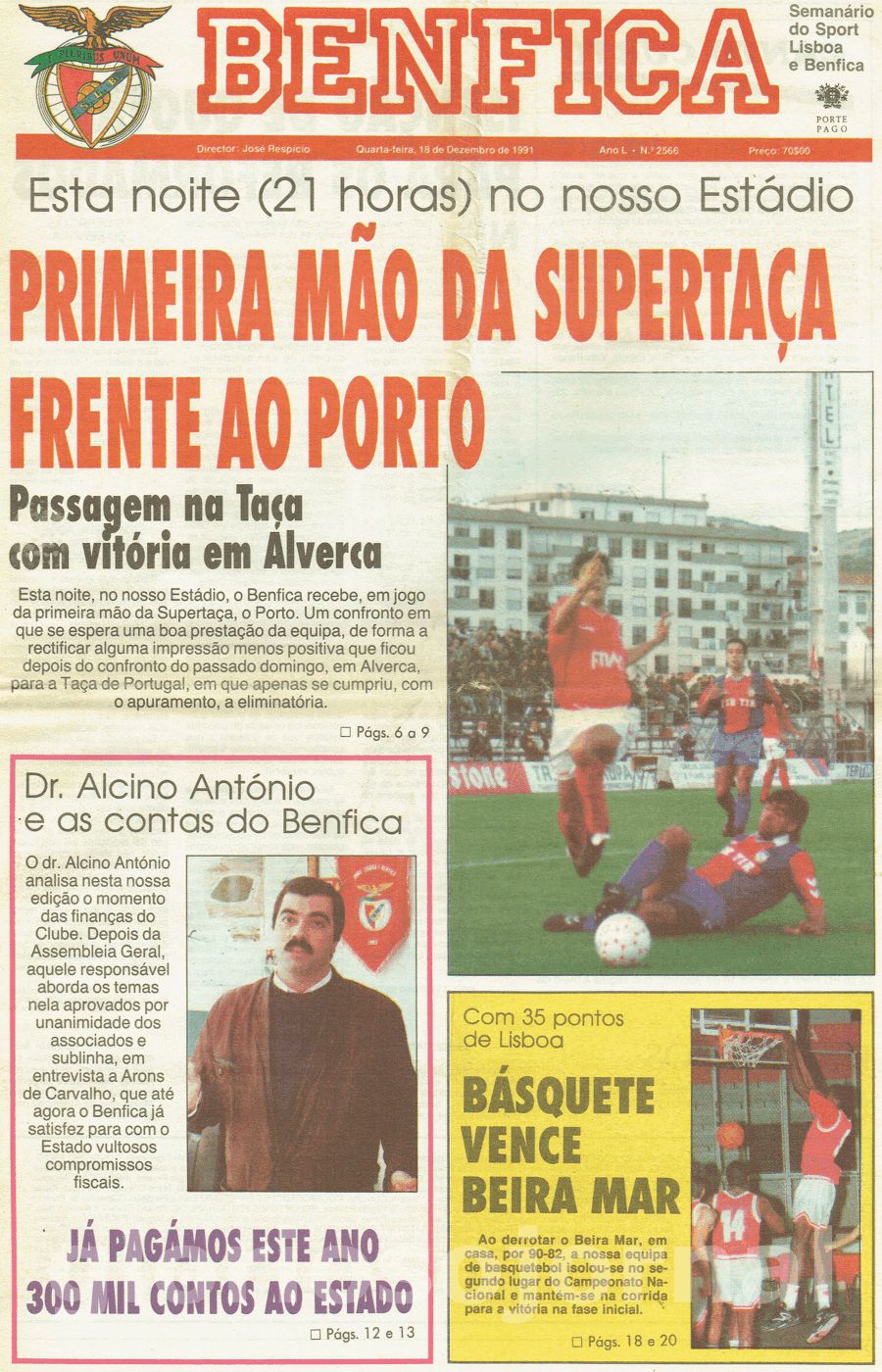 jornal o benfica 2566 1991-12-18